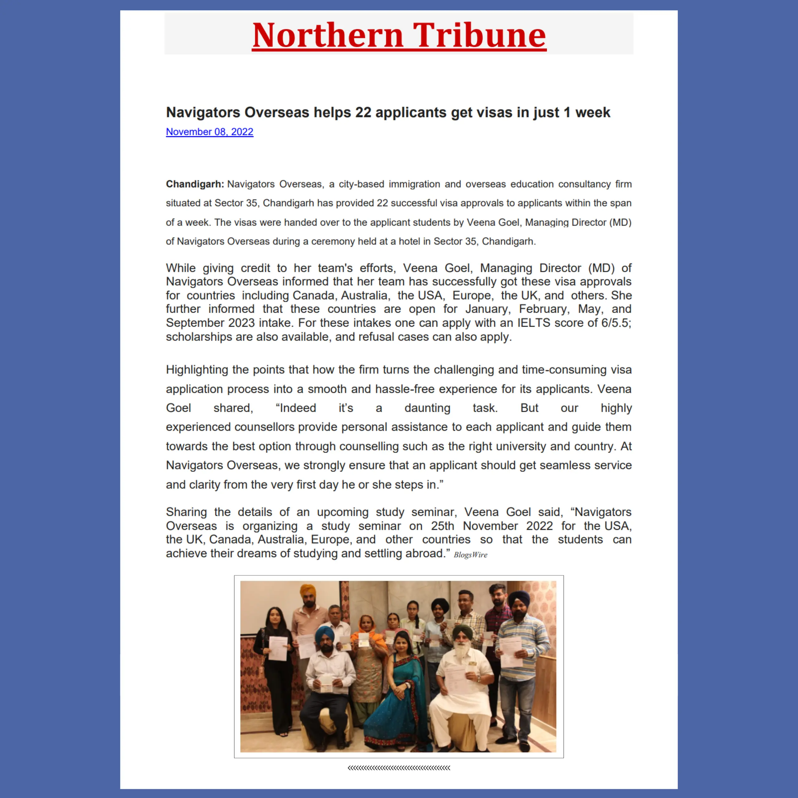 Navigators Overseas: Making Waves in Northern Tribune